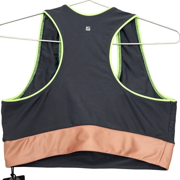 LANSTON SPORT Women's Pursuit Sports Bra Size Large NWT Grey SPF50 - 0159 - Picture 3 of 10